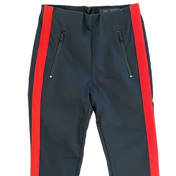 Rag & Bone Simone Side-Stripe Equestrian Stretch Pants, Navy & Red, Size 0 - Picture 6 of 12